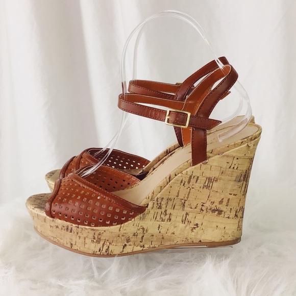 Arizona Jean Company Shoes - BROWN BEIGE TAN WEDGE PLATFORM OPEN TOE SANDAL